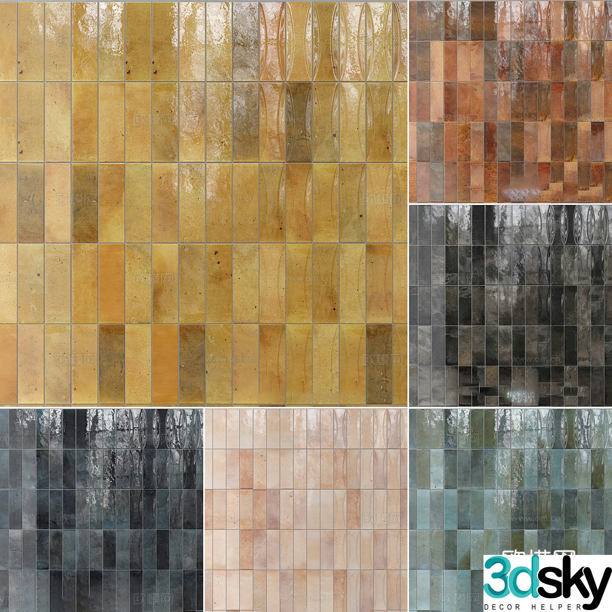 New Chinese tile mosaic 3d model