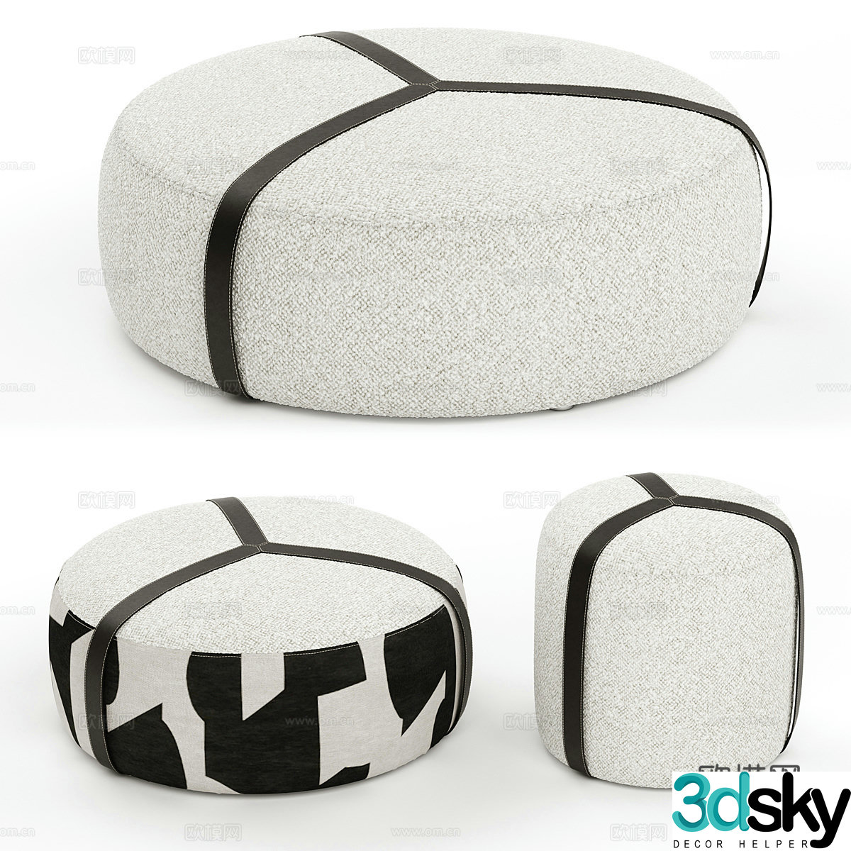 Modern sofa stool 3D model