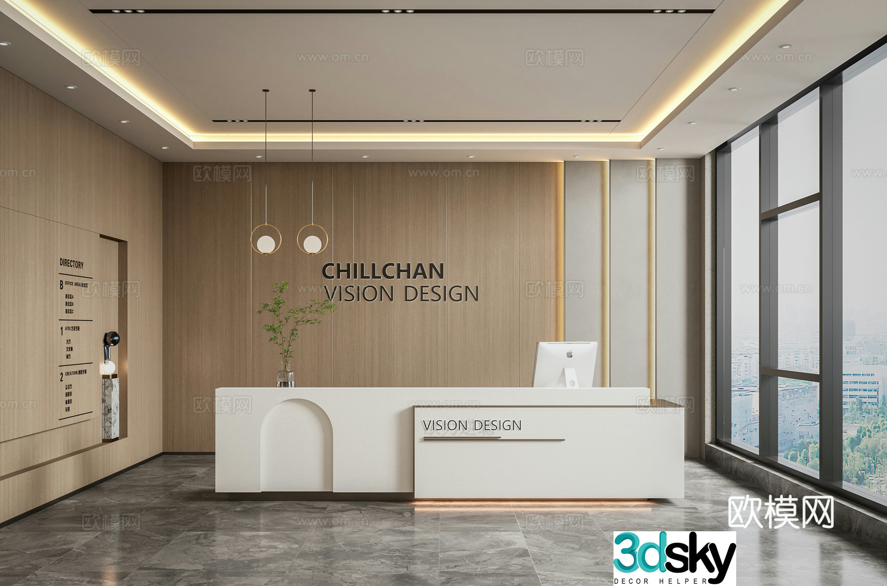 Modern company front desk 3D model