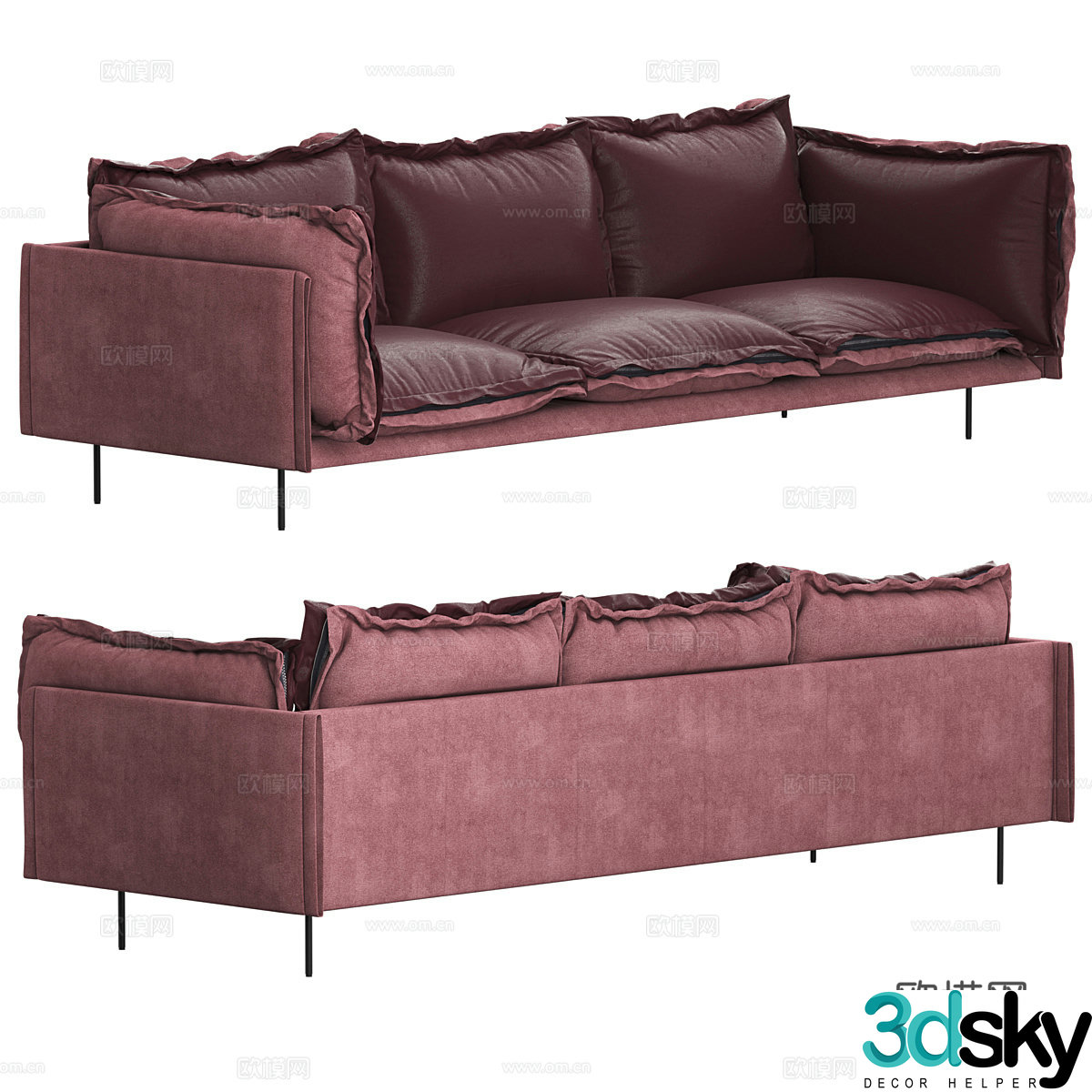 Three-person sofa 3d model