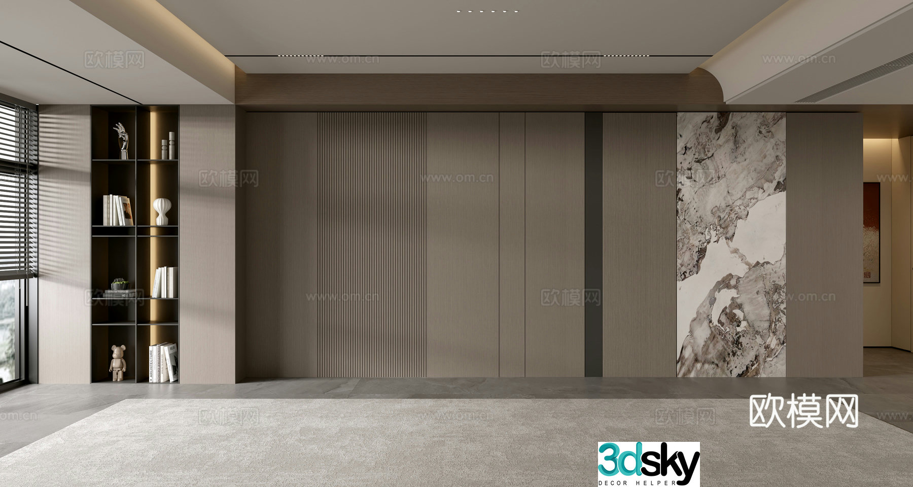 Modern Italian living room light luxury sofa background wall sofa background wall villa living room 3d model