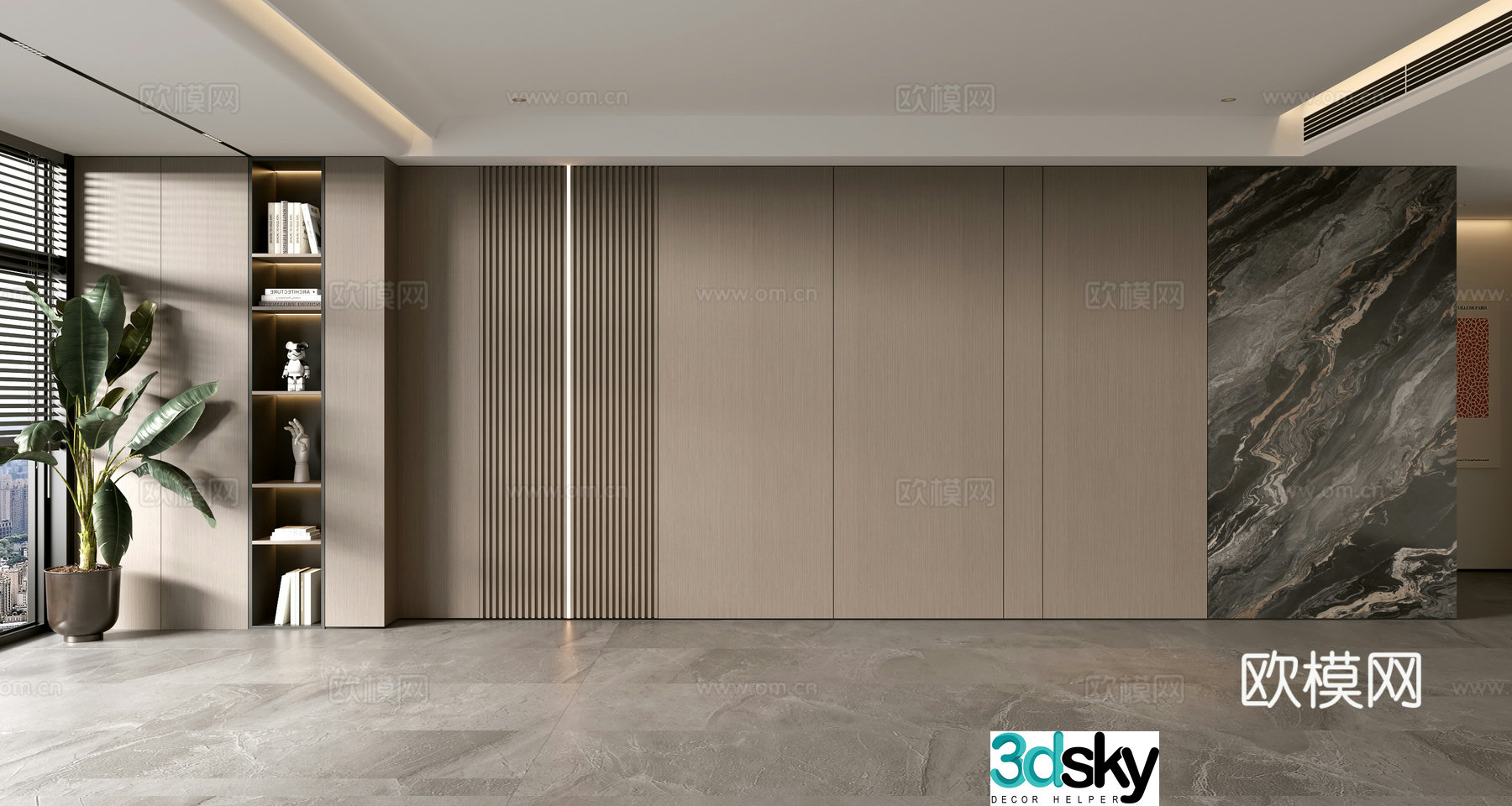 Modern Italian living room light luxury sofa background wall sofa background wall villa living room 3d model