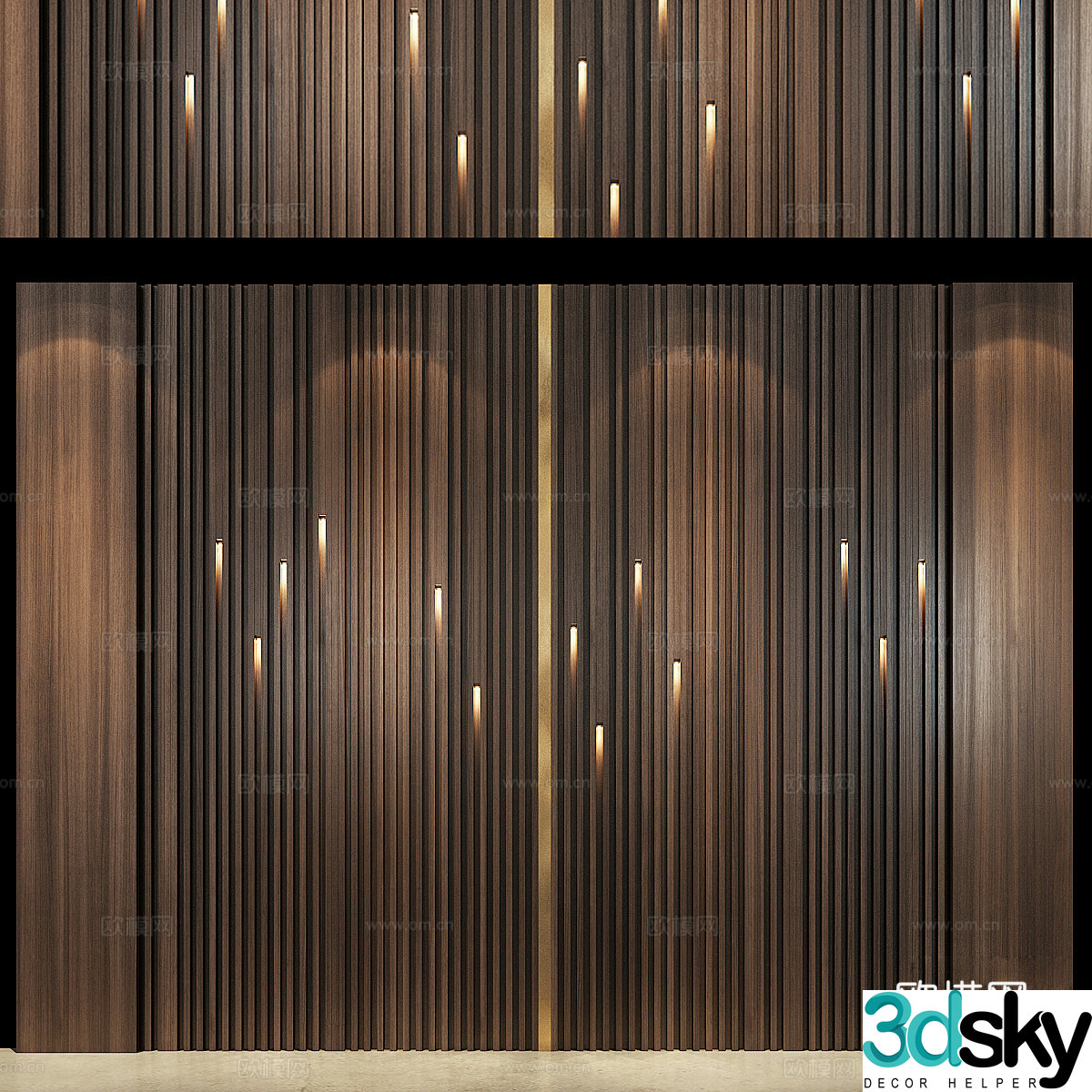Wooden wall panel 3d model