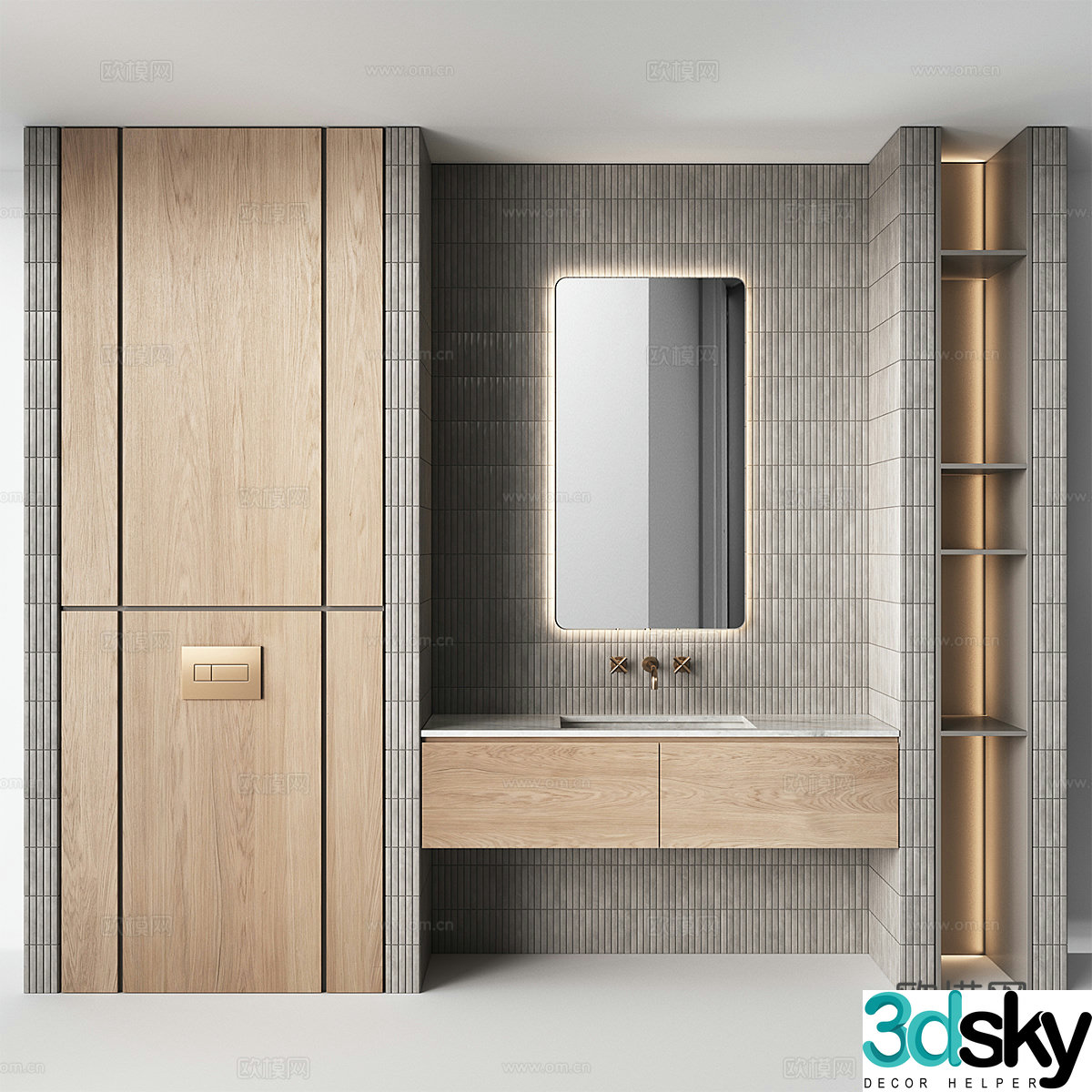 New Chinese style bathroom cabinet 3D model