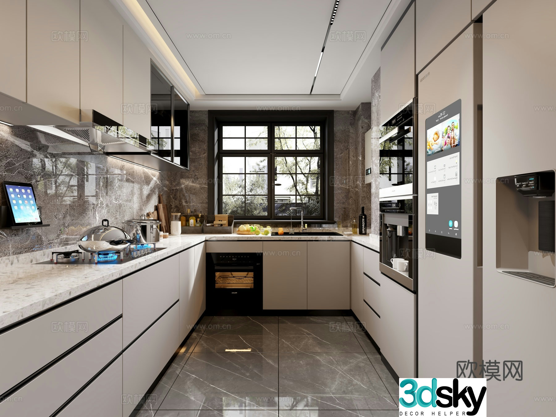 Modern Italian style kitchen 3d model