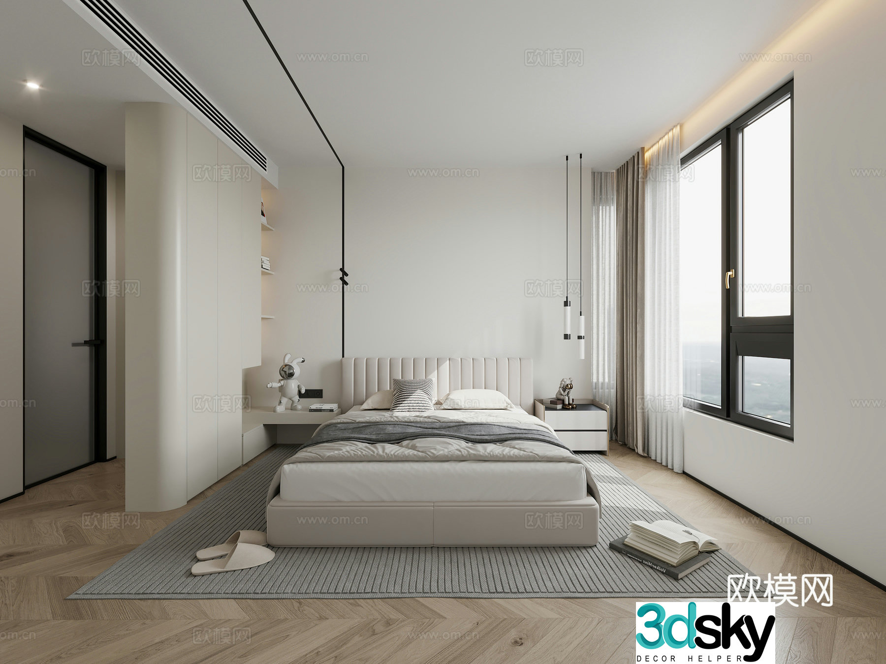 Modern minimalist bedroom master room Simple bedroom master room Master bedroom Parent room Elderly room 3D model