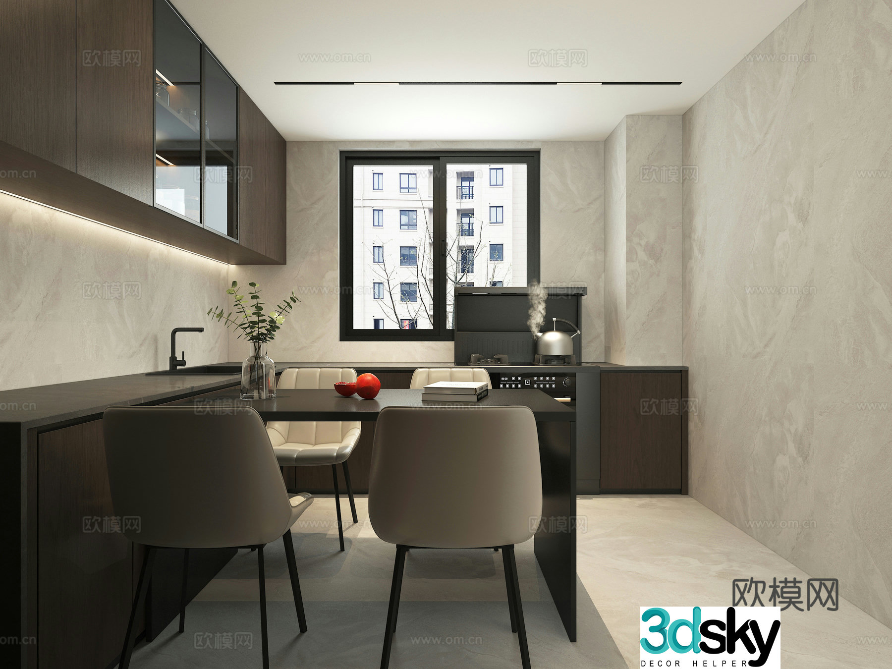 Modern kitchen dining room 3d model