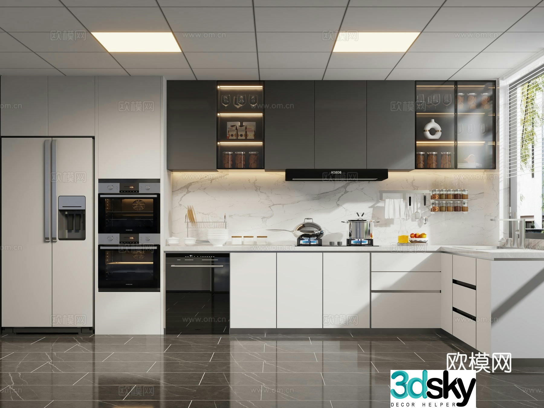 Modern black and white and gray kitchen Modern kitchen Black and white and gray simple kitchen 3d model