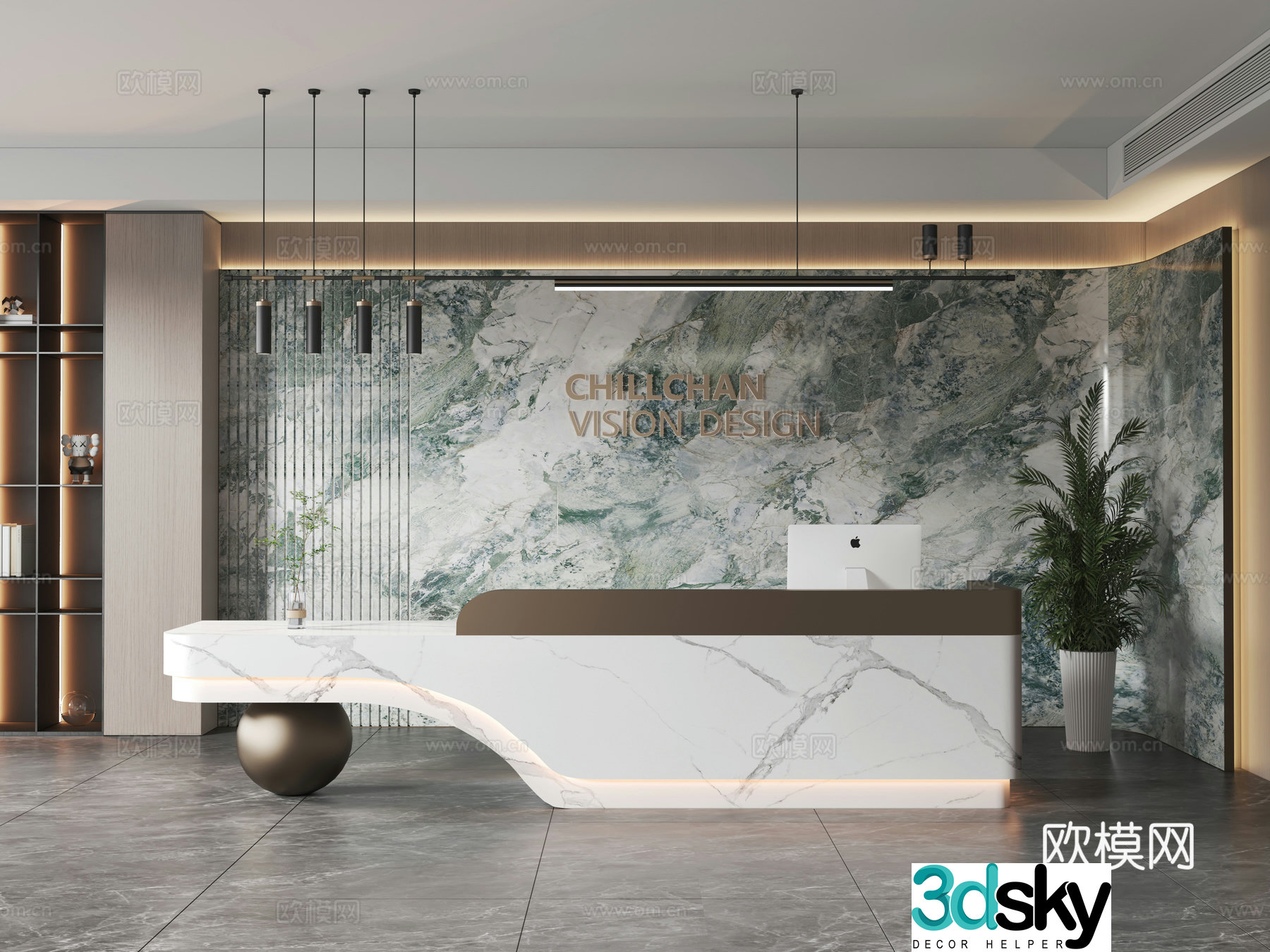 Modern company front desk 3D model