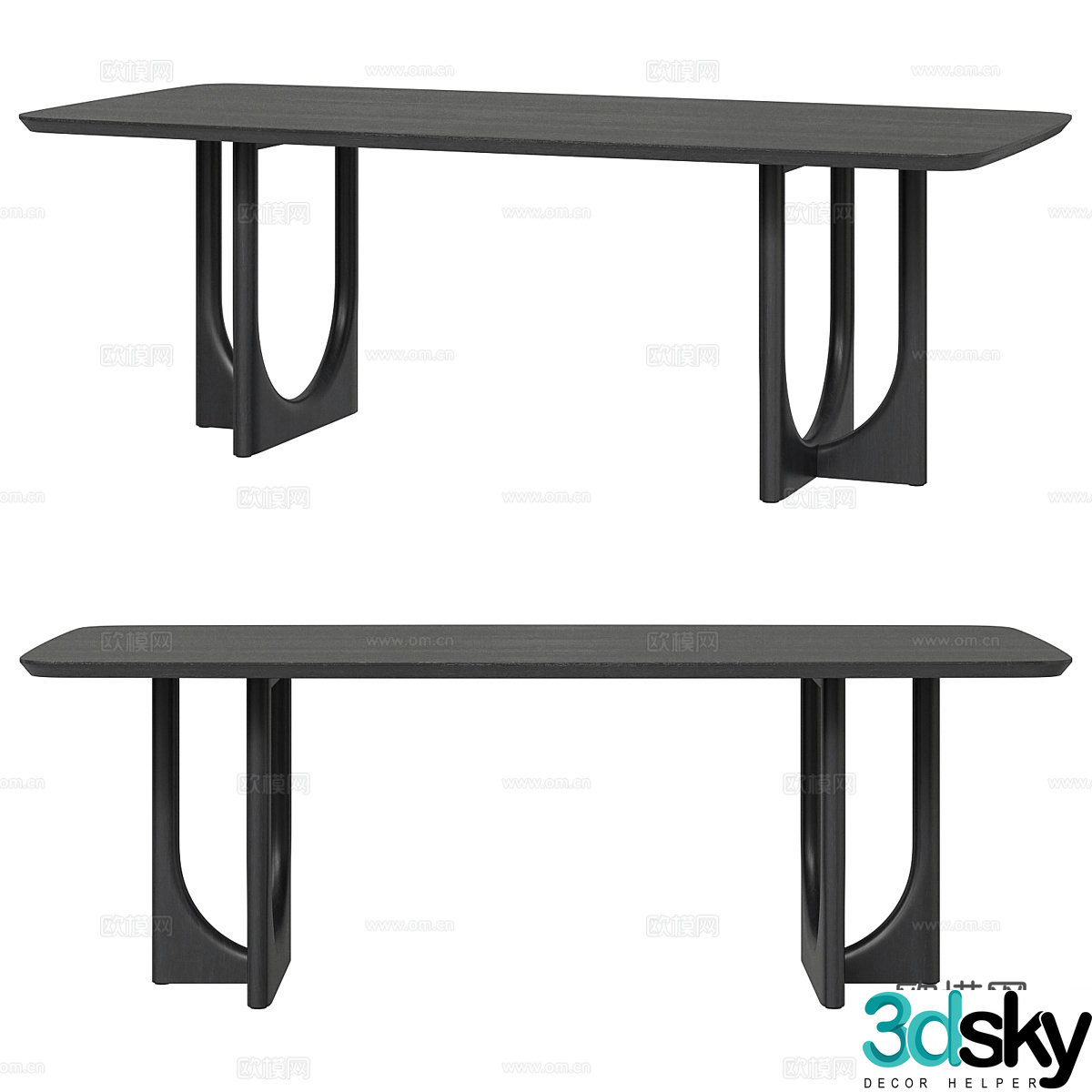 New Chinese solid wood dining table 3D model