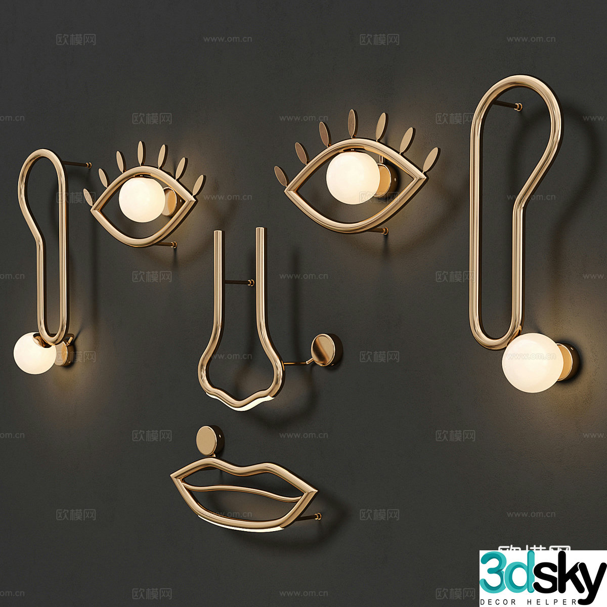 Modern abstract character decorative lamp 3d model