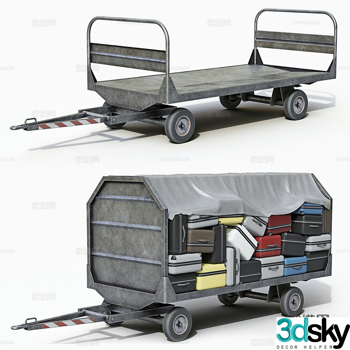 Luggage trolley 3d model
