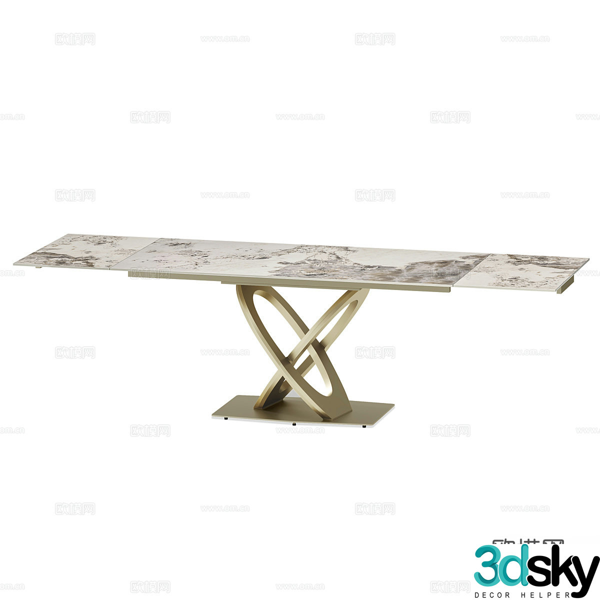 Modern Italian light luxury rock slab folding dining table 3D model