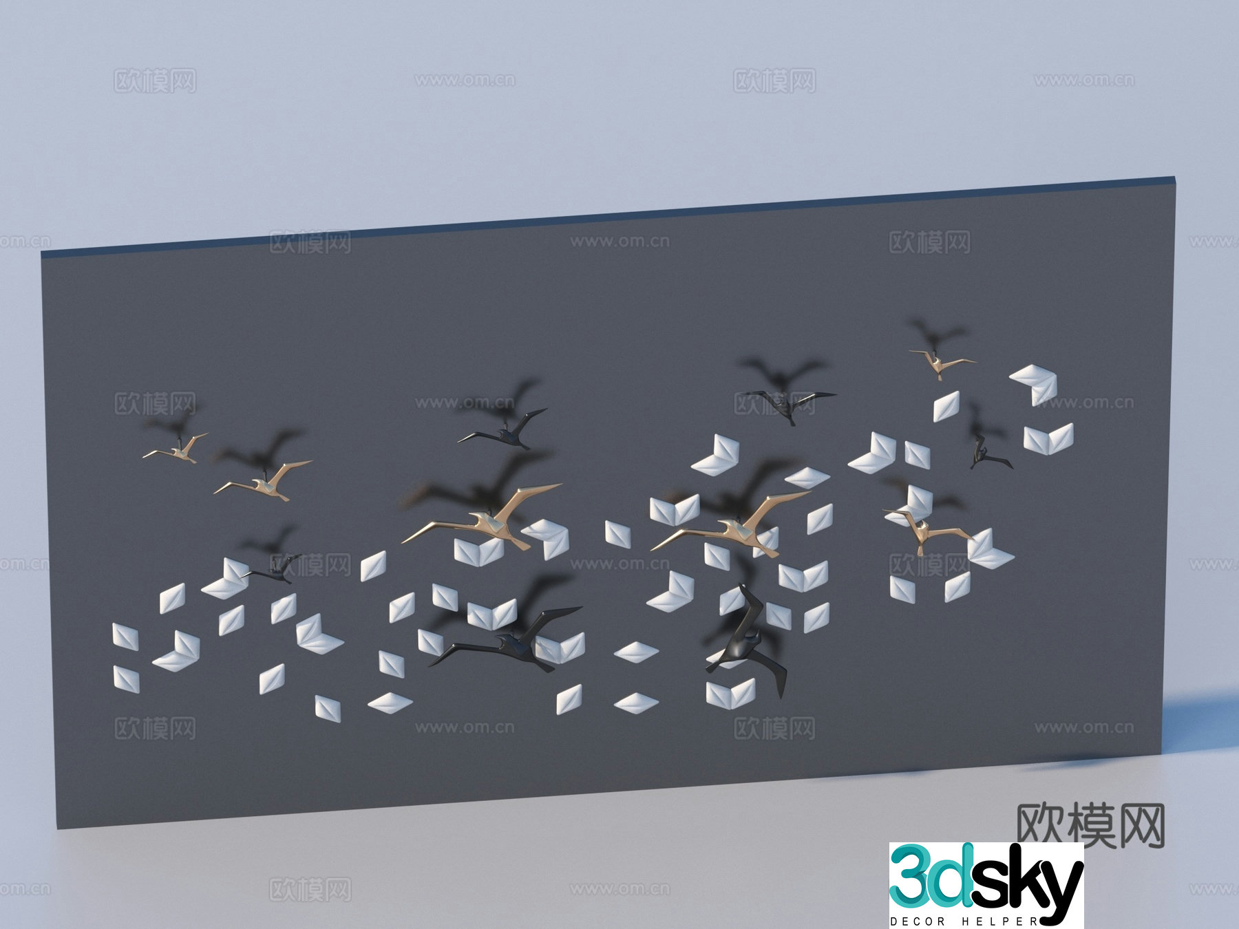 Wall decoration bird shape 3d model