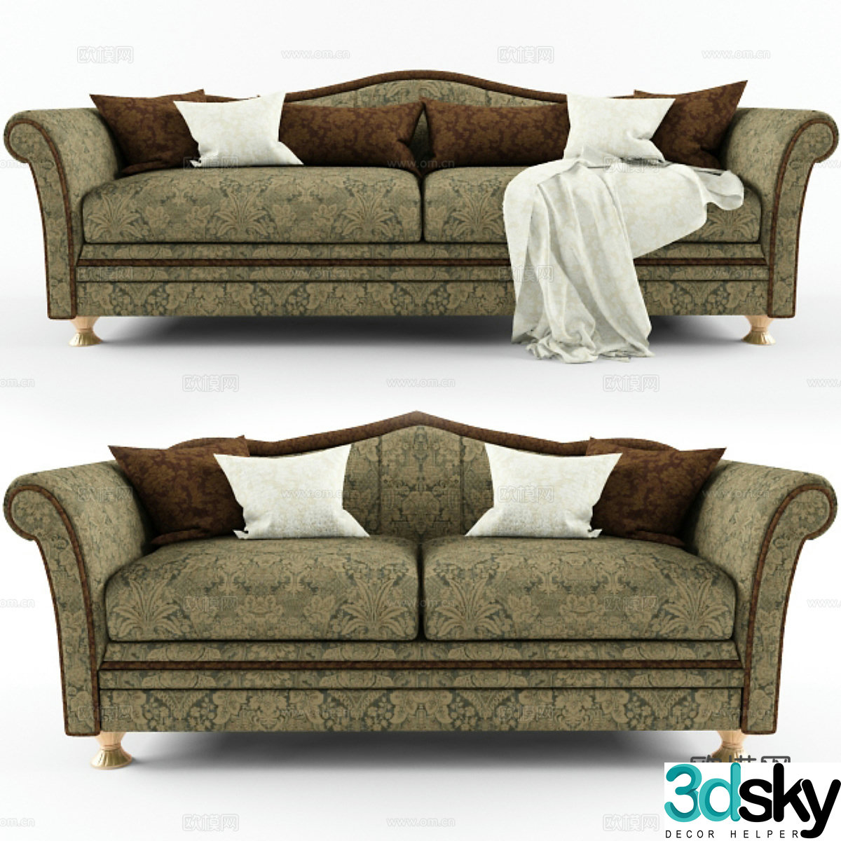 Three-person sofa 3d model
