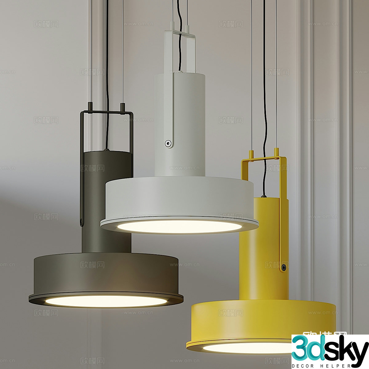 Modern cream style LED chandelier 3d model