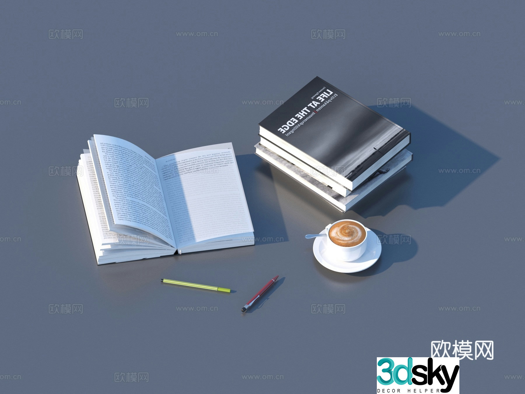 Ornament combination Book ornament decoration 3d model