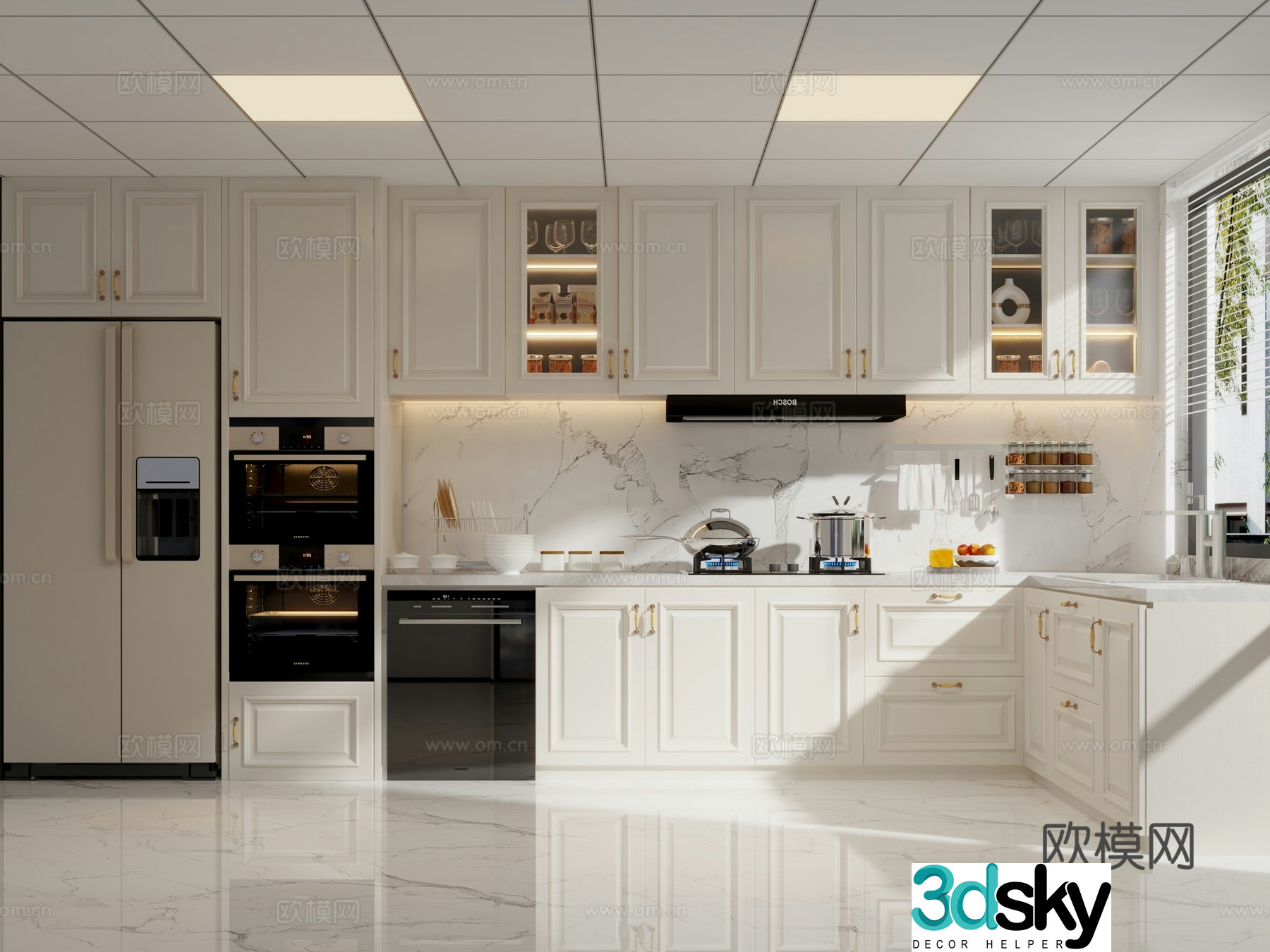 American style cream kitchen Jianmei kitchen 3d model