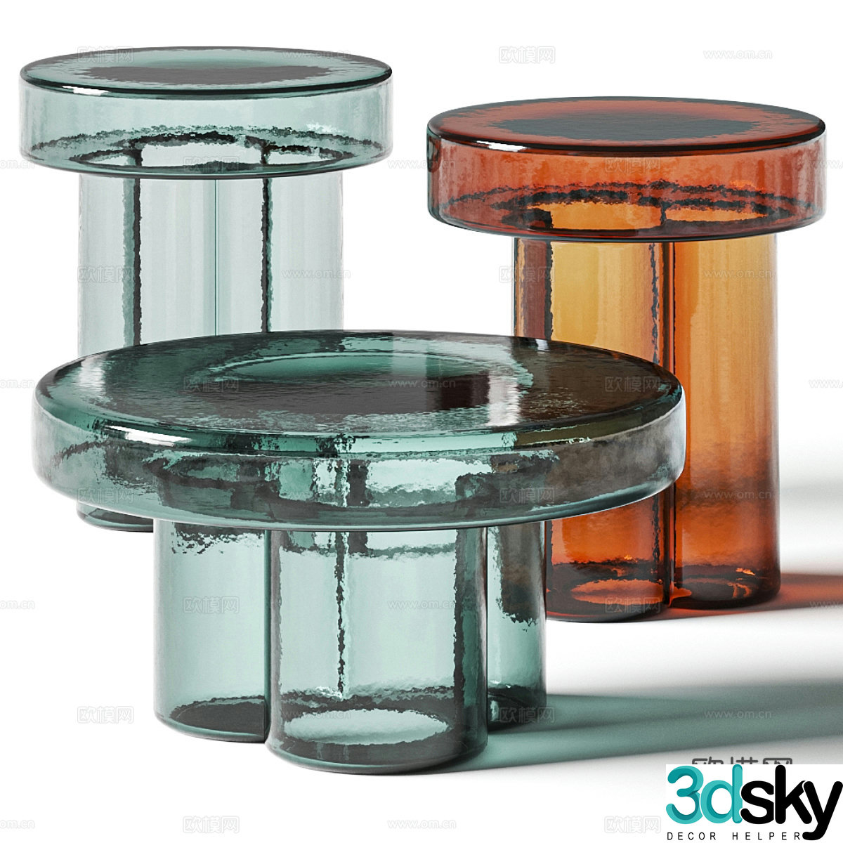 Modern Italian glass side table 3D model