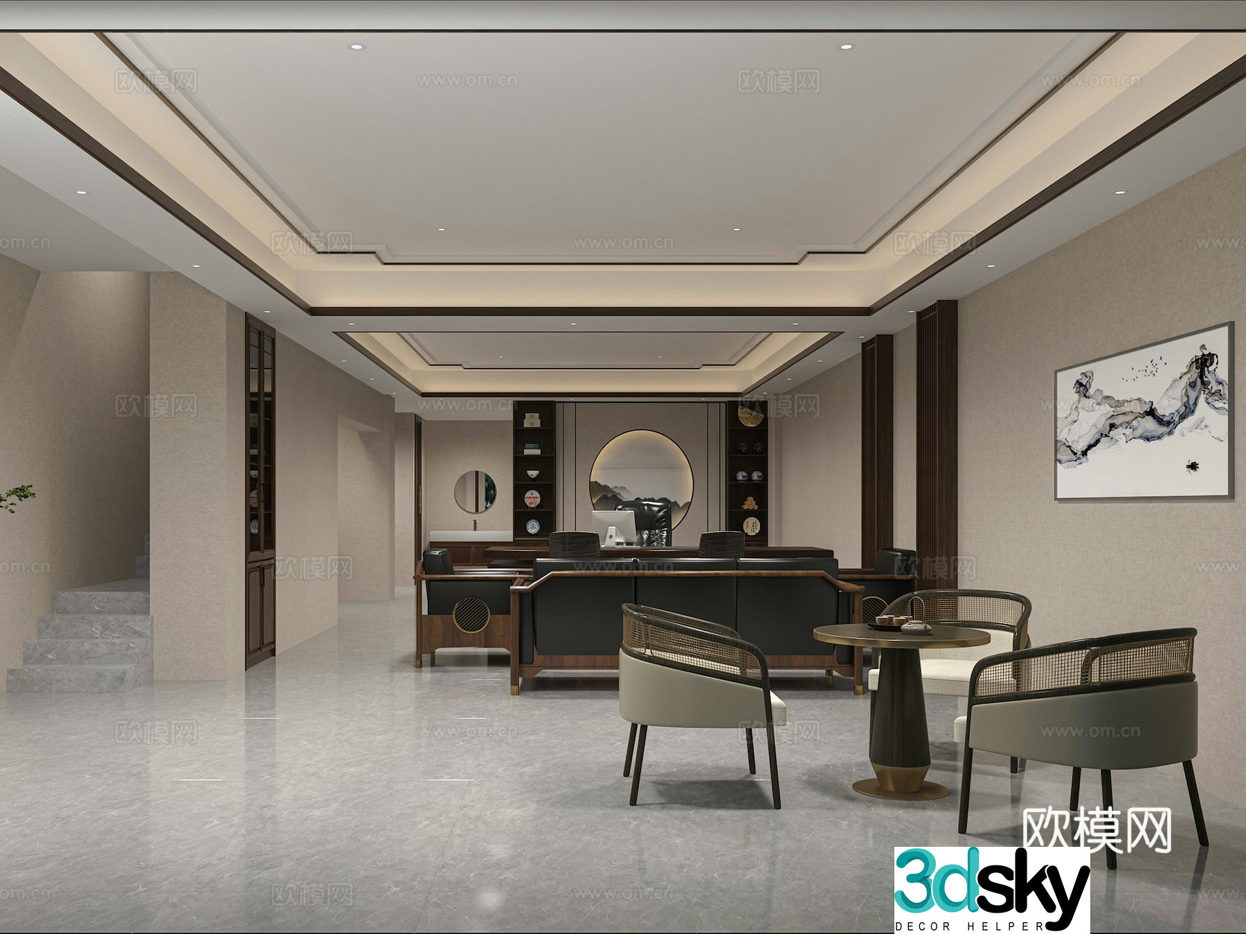 Chinese office 3d model