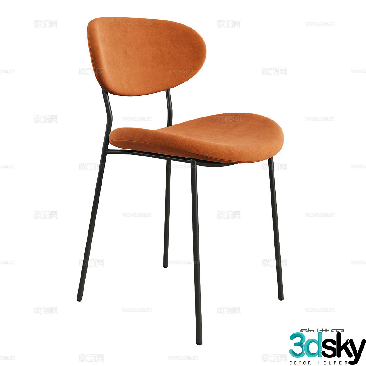 Modern single chair dining chair book chair 3d model