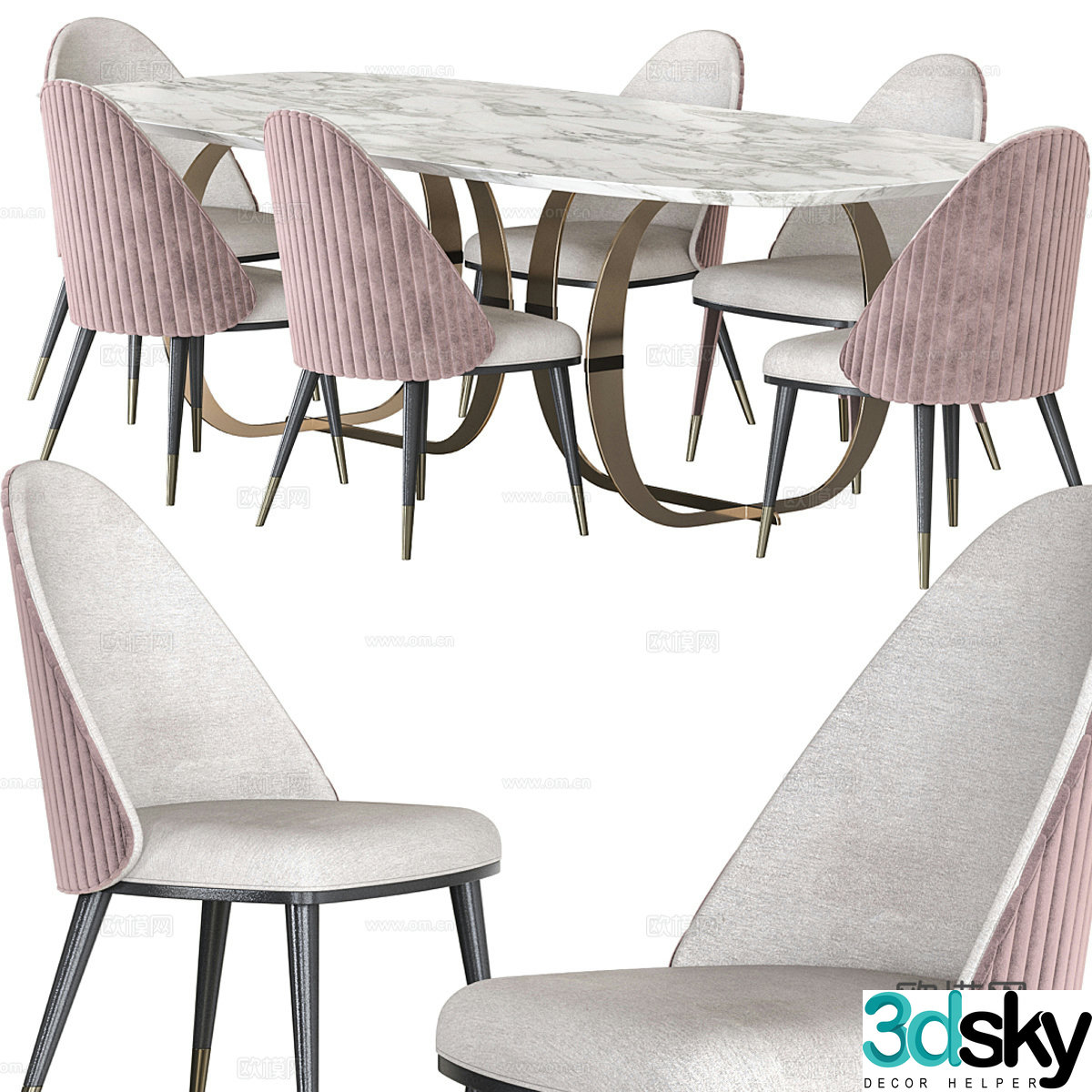 Dining table and dining chair 3d model