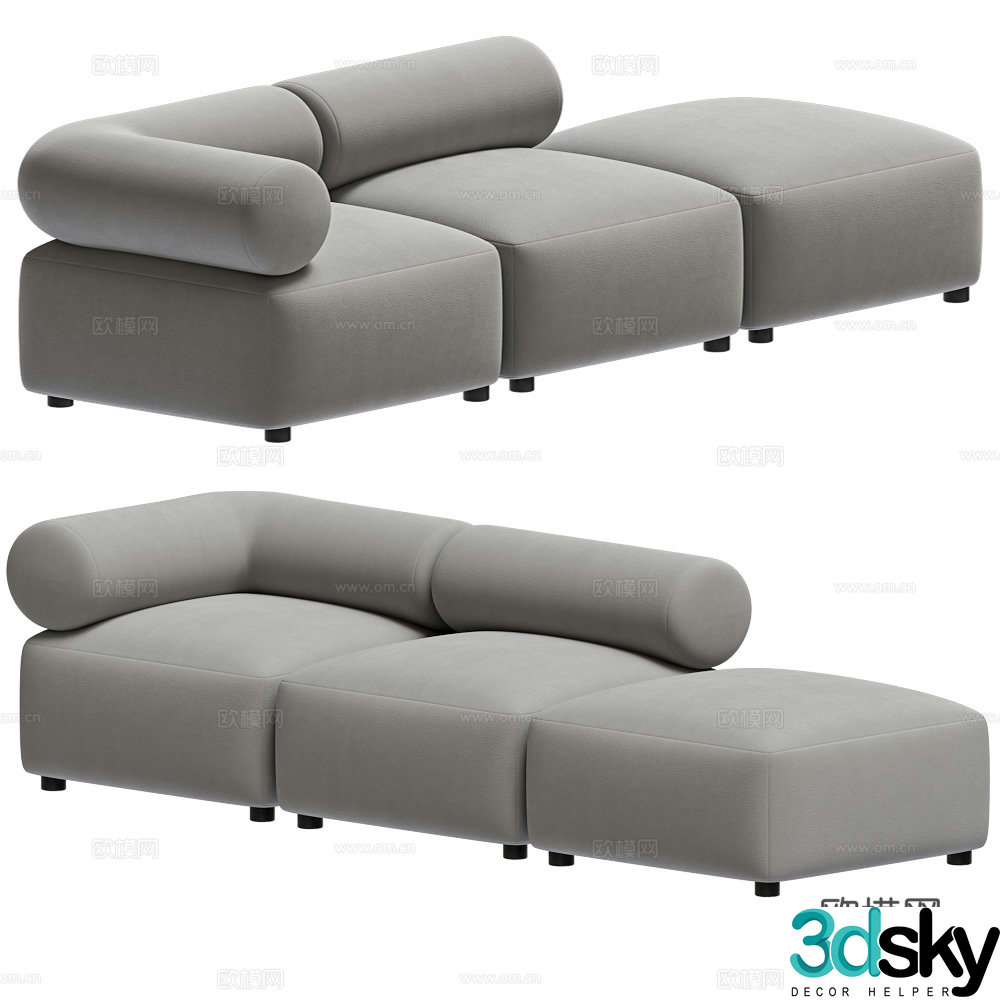 3d model of chaise longue sofa