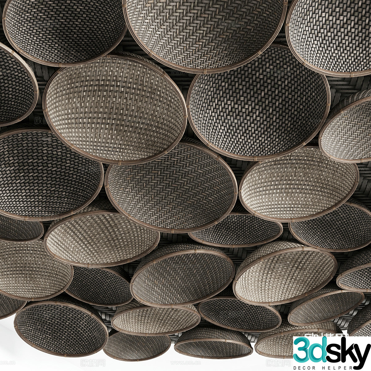 New Chinese style dustpan decorative ceiling 3D model