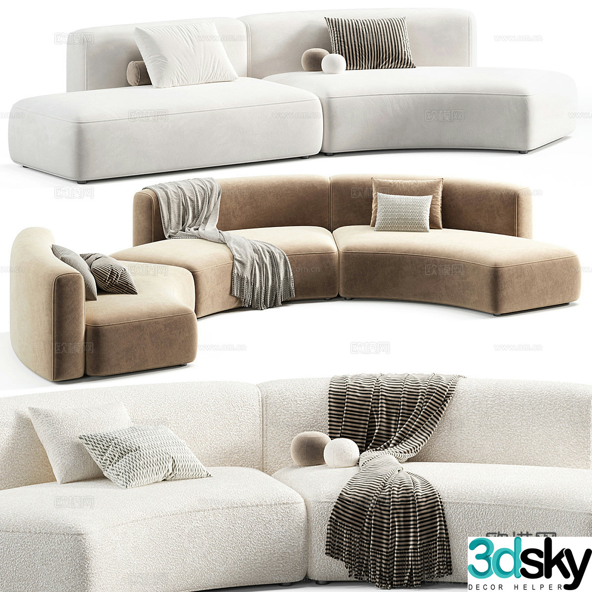 Modern Italian light luxury modular sofa 3D model