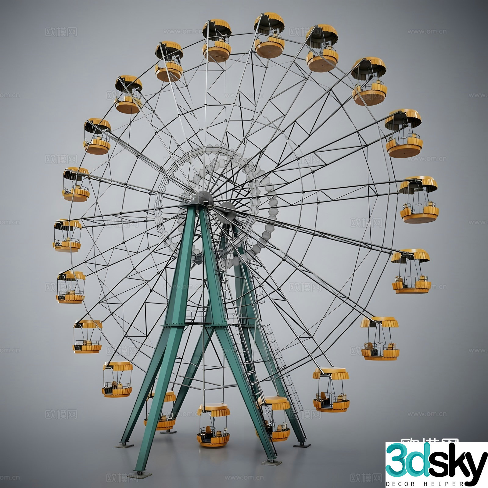 Painted Ferris Wheel 3D Model