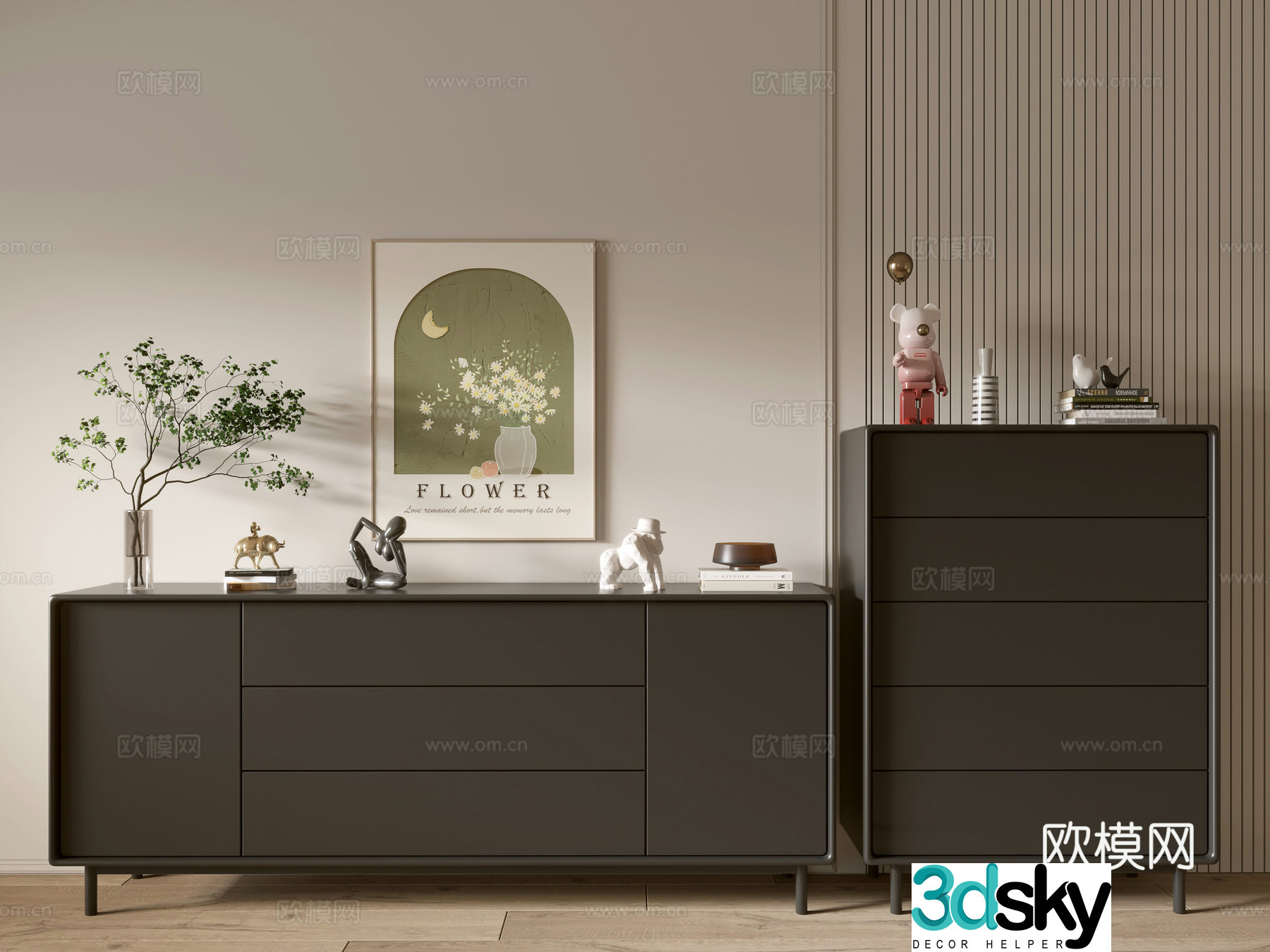 Modern black porch cabinet sideboard cabinet balcony cabinet storage cabinet entrance porch cabinet 3D model