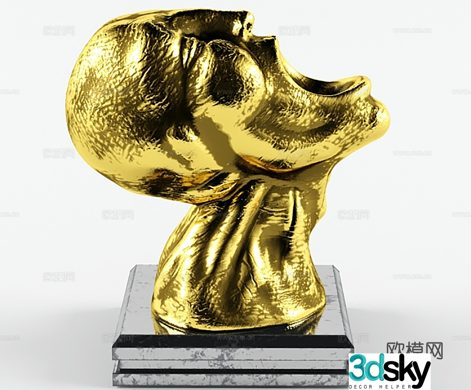 Jewelry ornaments Gold Head Statue 3D Model
