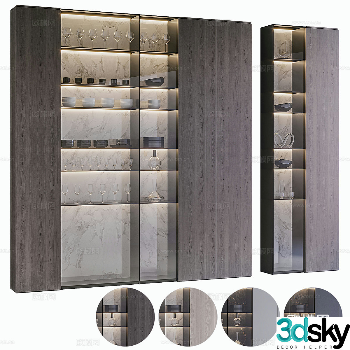 Modern Italian light luxury wine cabinet 3D model