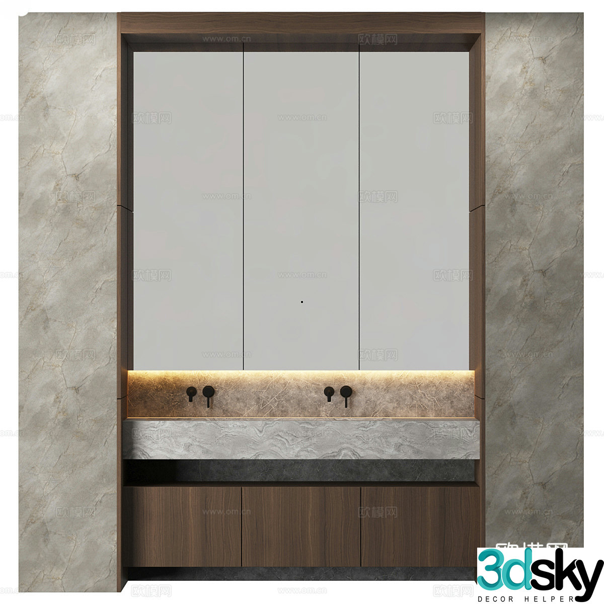 New Chinese style bathroom cabinet 3D model