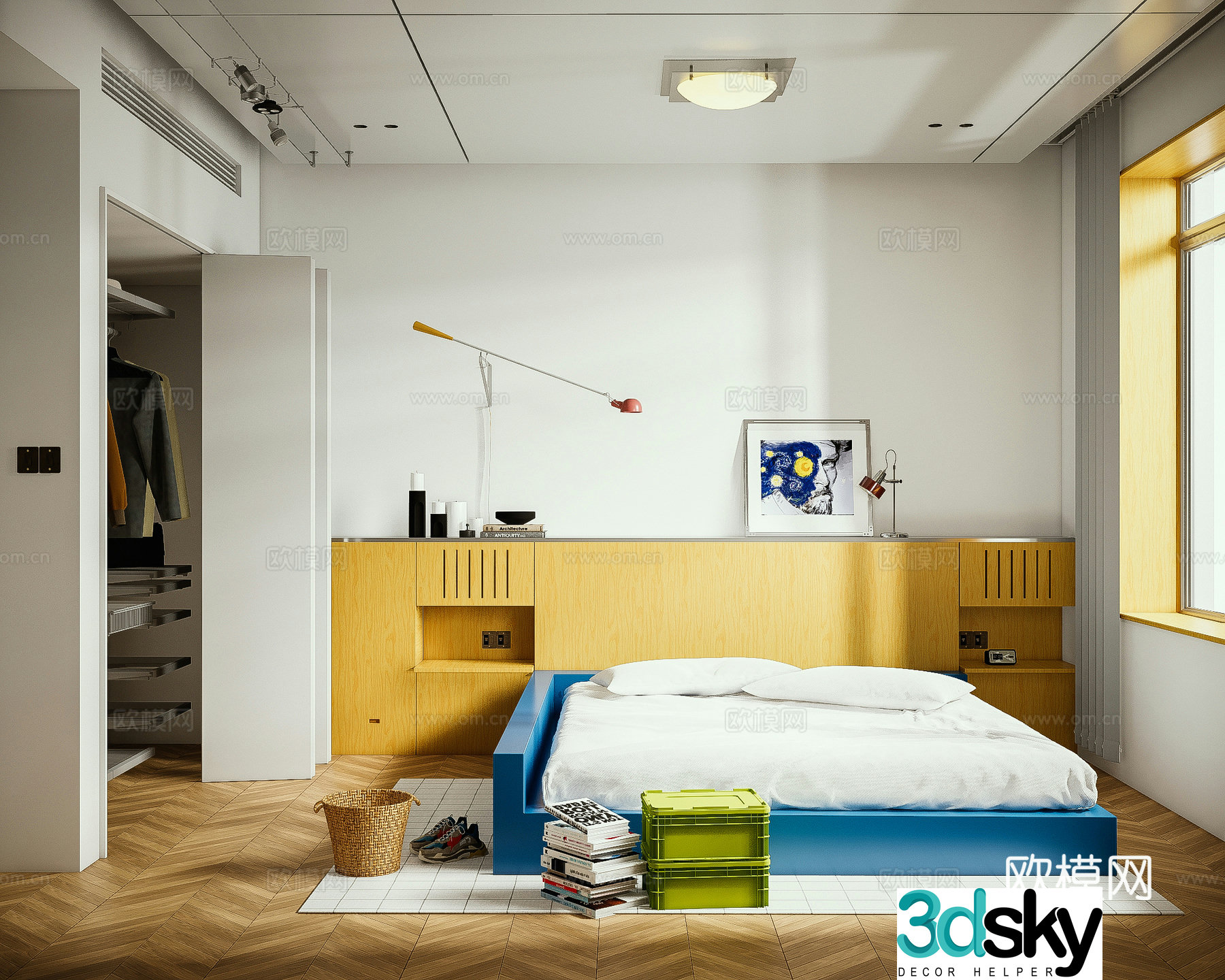 Modern Bauhaus bedroom medieval style bedroom minimalist bedroom wardrobe hanger 3d model