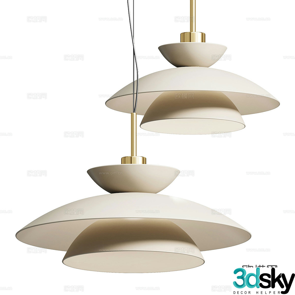 New Chinese style decorative chandelier 3D model