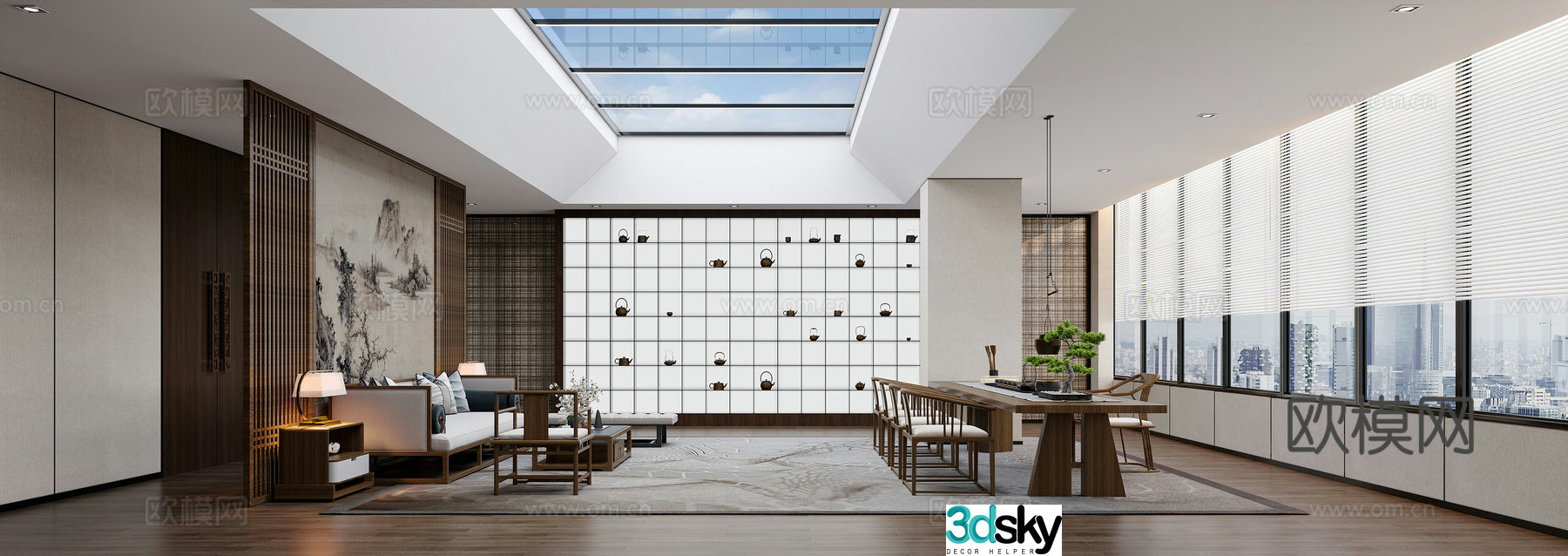 New Chinese-style office tea room 3D model