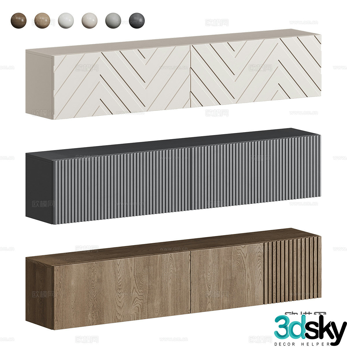 Modern light luxury wall-mounted TV cabinet 3D model