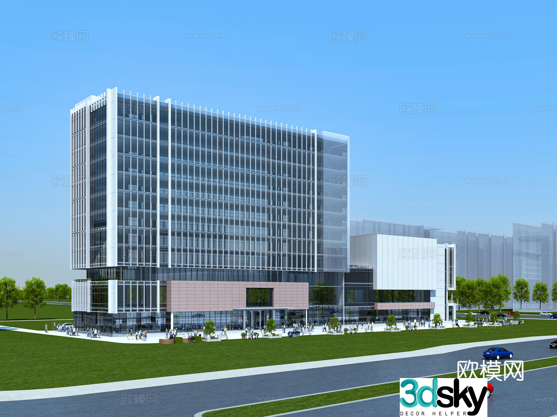 Modern high-rise hotel 3D model