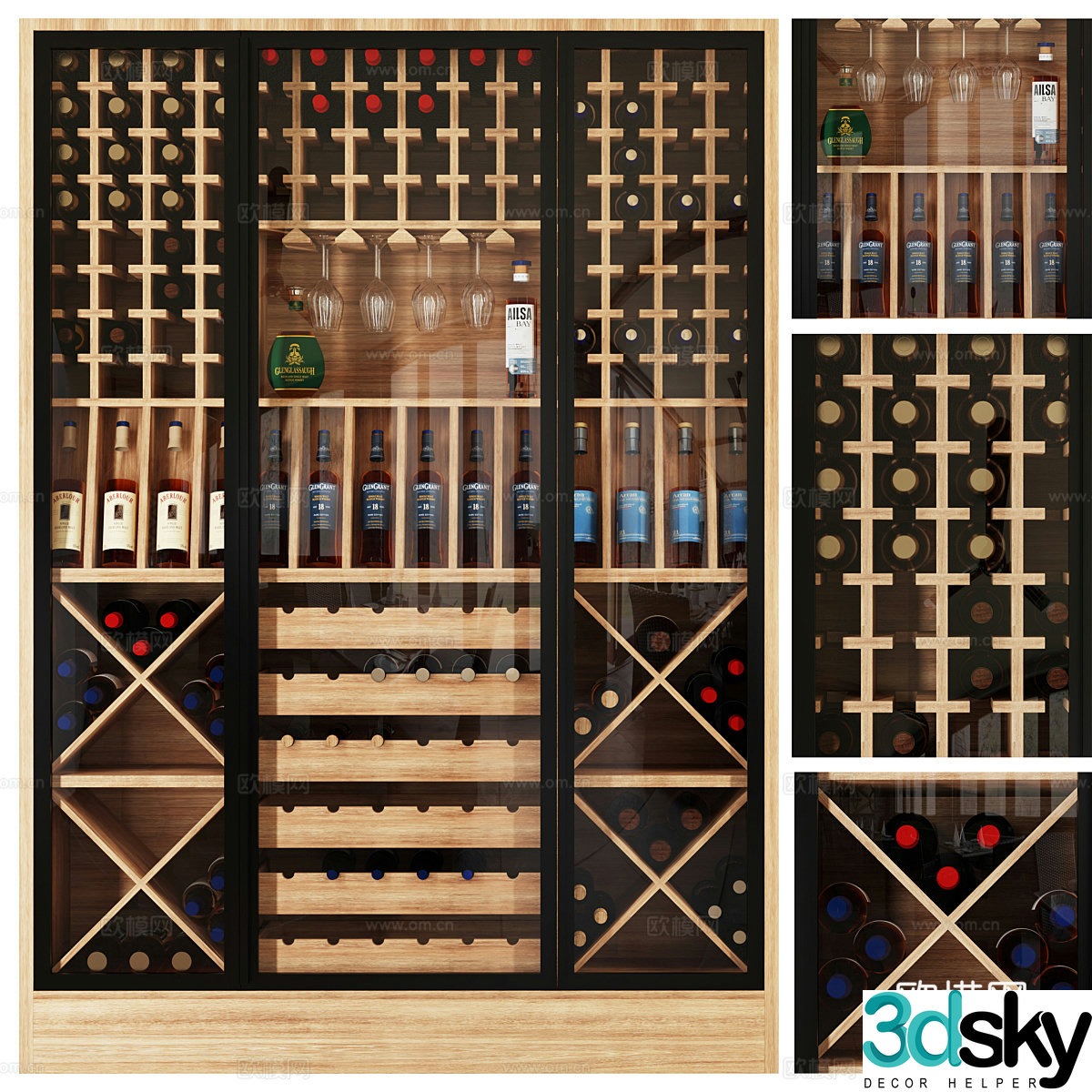 Modern red wine rack 3d model