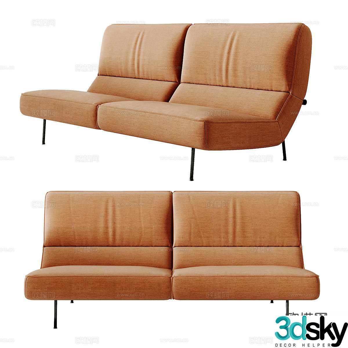 Modern Nordic double casual sofa 3d model