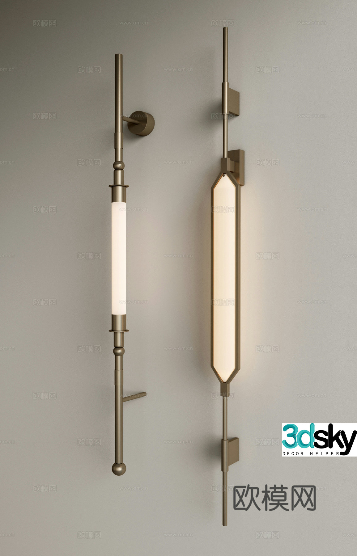 Modern metal wall lamp Long strip wall lamp Bedside wall lamp 3D model
