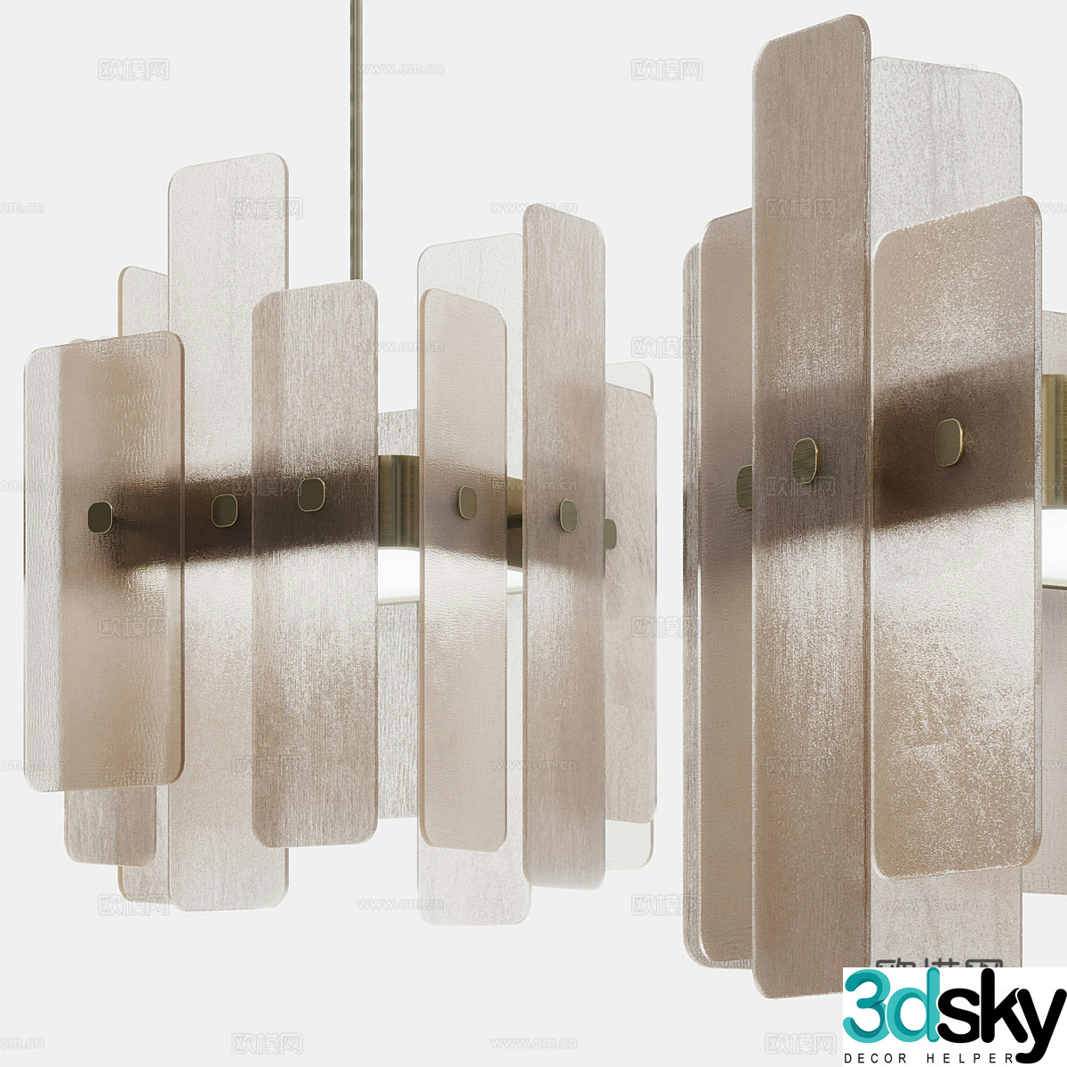 New Chinese style glass chandelier 3D model