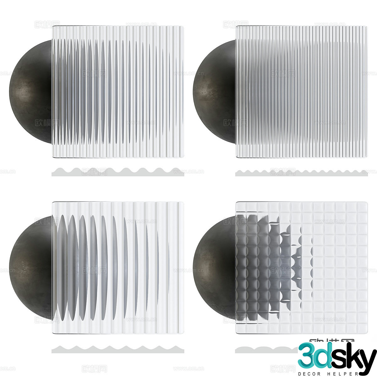 Modern ribbed glass 3d model