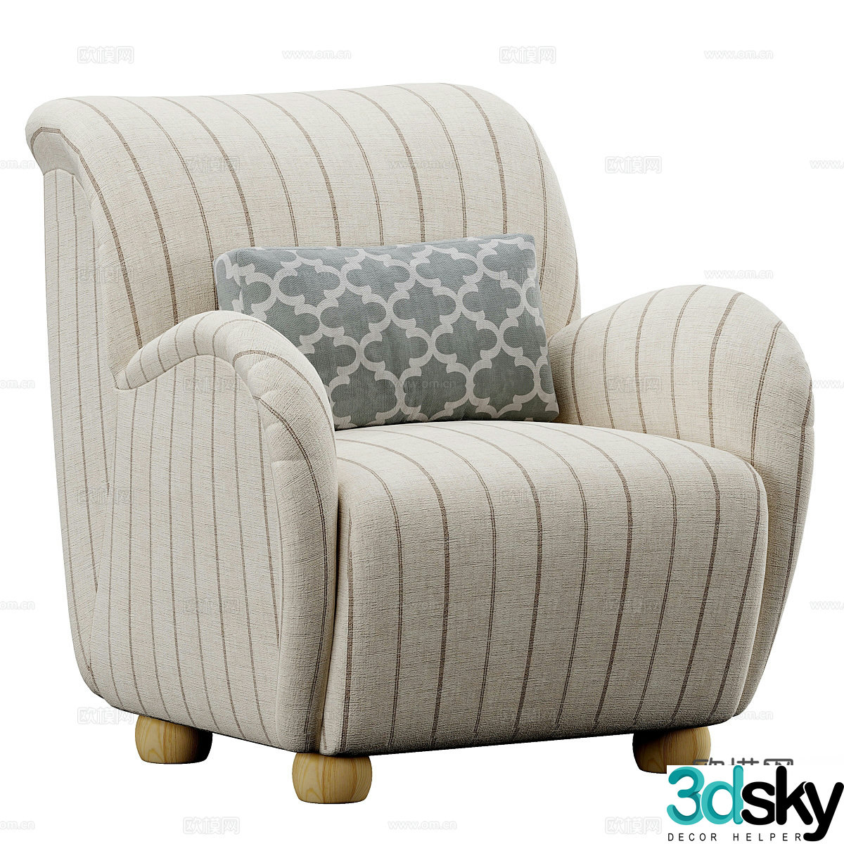 American retro casual sofa 3d model