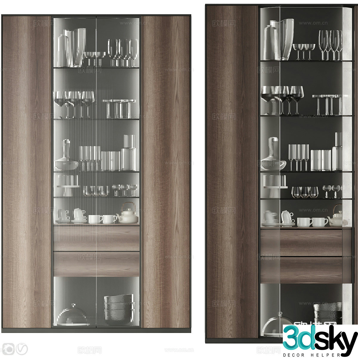 Modern Italian light luxury wine cabinet 3D model