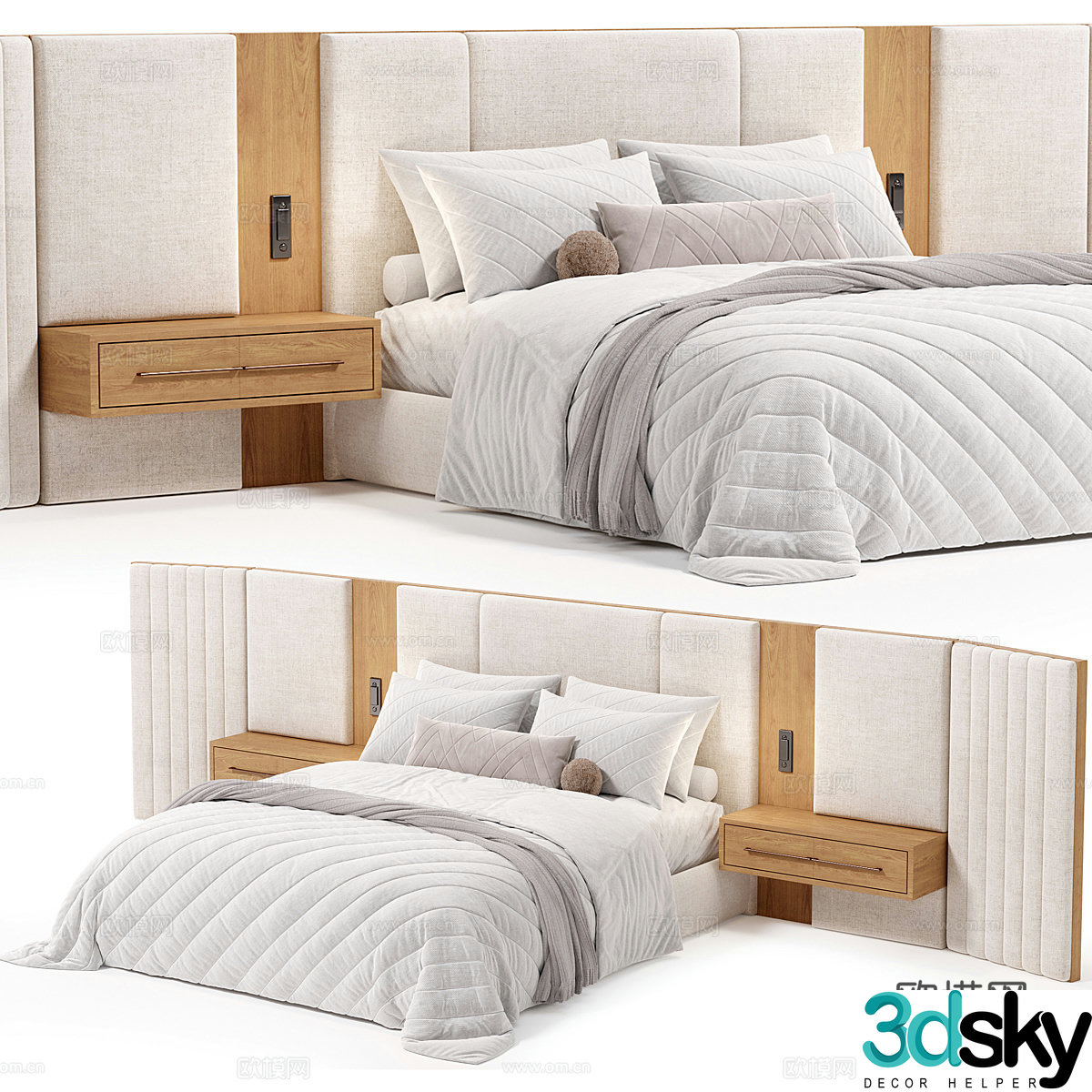 New Chinese style double bed 3D model