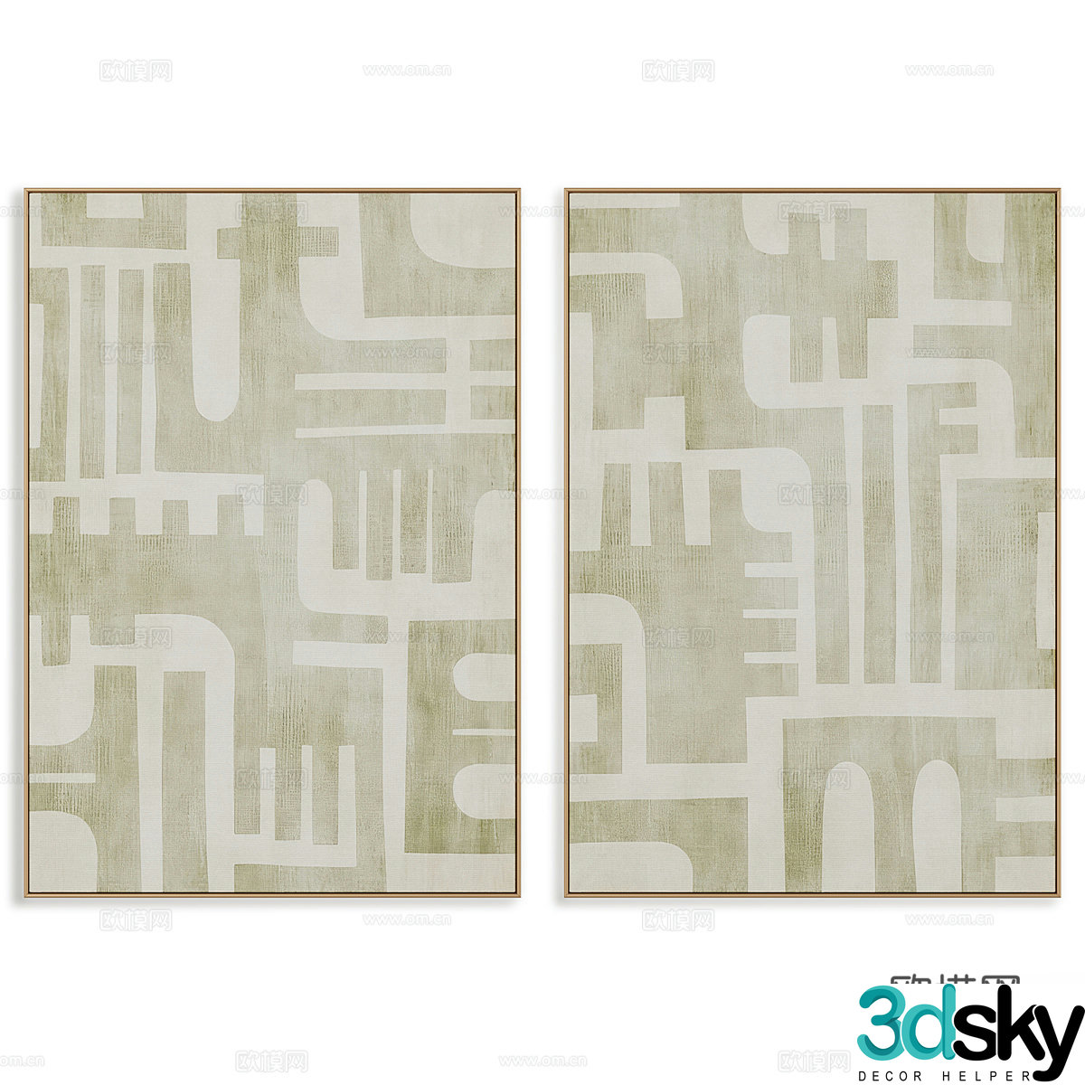 New Chinese abstract hanging painting 3D model