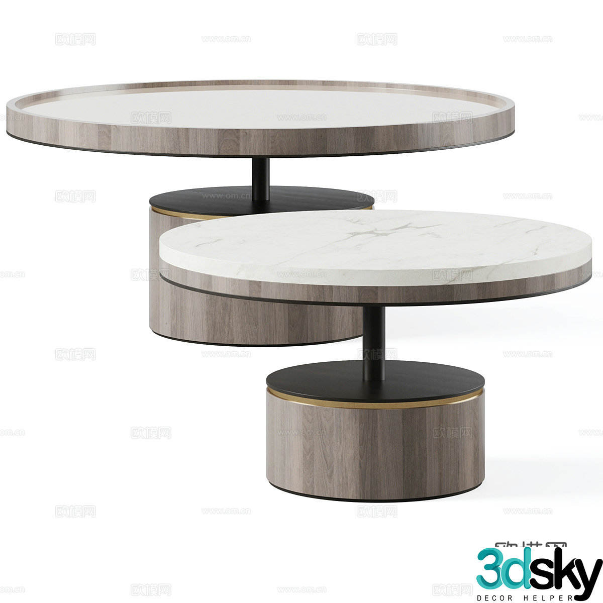 New Chinese light luxury round coffee table 3D model