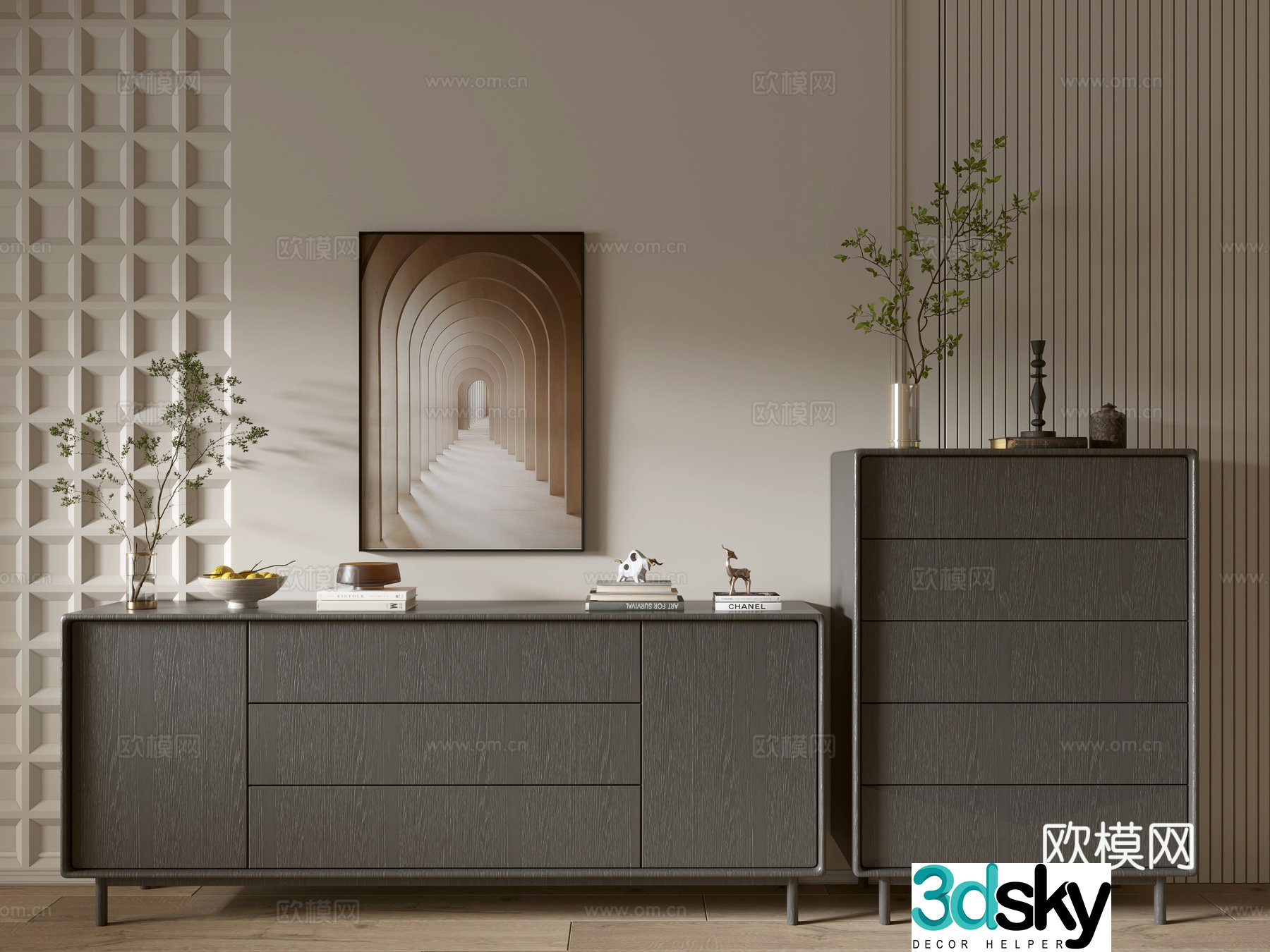 Modern black porch cabinet sideboard cabinet balcony cabinet storage cabinet entrance porch cabinet 3D model